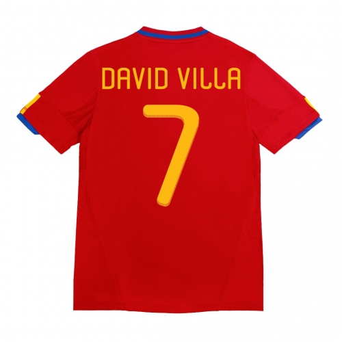 Spain DAVID VILLA #7 Home Soccer Jersey Retro 2010