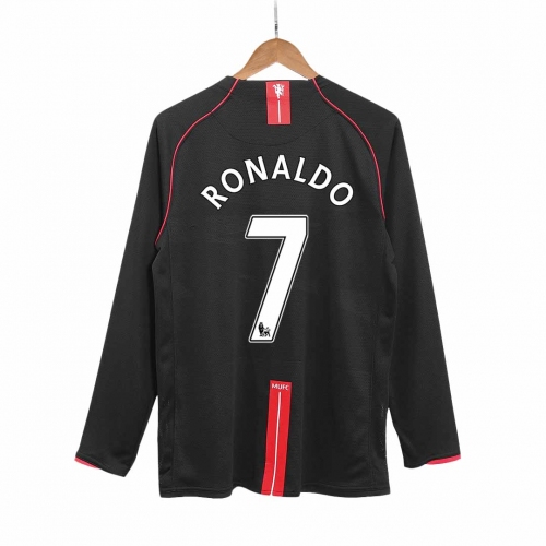 Manchester United RONALDO #7 Away Soccer Jersey Retro 2007/08 - Long Sleeve