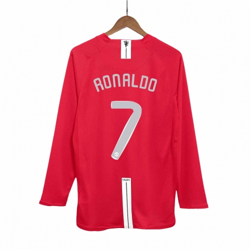 Manchester United RONALDO #7 Home Soccer Jersey Retro 2007/08 - Long Sleeve (UCL Final)