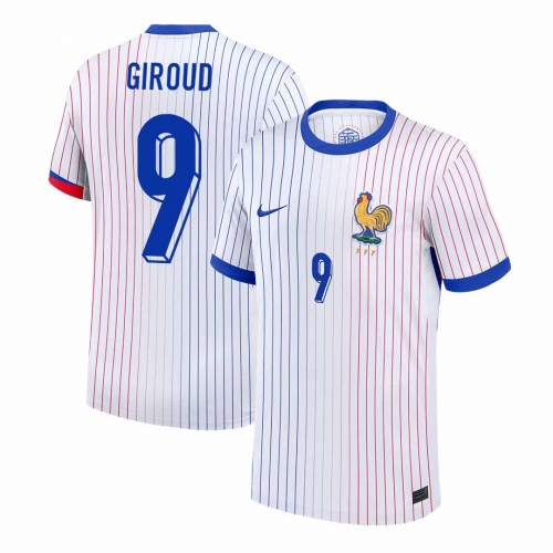 GIROUD #9 France Euro Away Soccer Jersey White