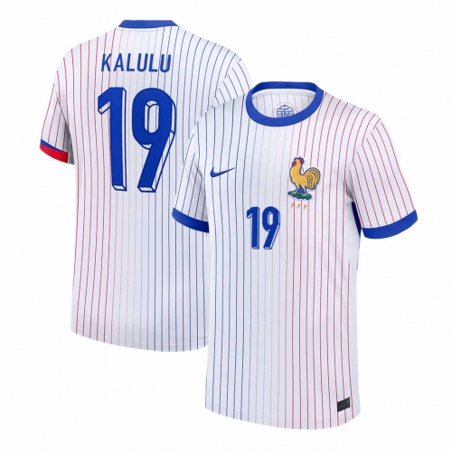 KALULU #19 France Euro Away Soccer Jersey White