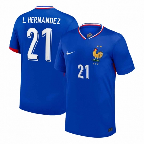 L.Hernandez #21 France Euro Home Soccer Jersey Blue