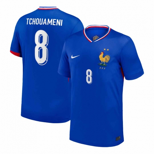 TCHOUAMENI #8 France Euro Home Soccer Jersey Blue