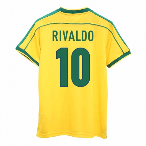 Brazil RIVALDO #10 Home Soccer Jersey Retro 1998