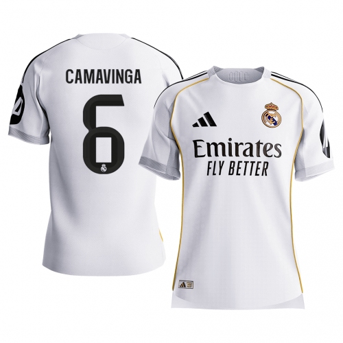 CAMAVINGA #6 Authentic Real Madrid Home Soccer Jersey 2025/26 White