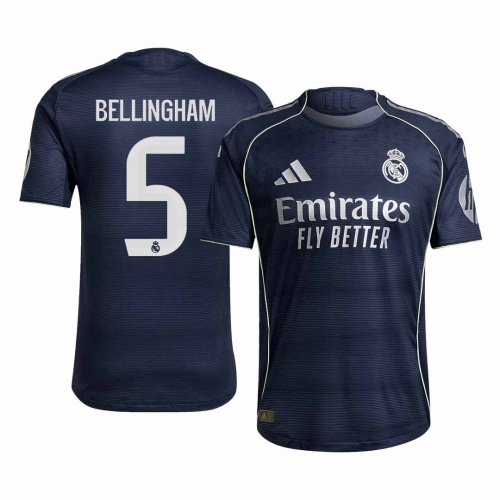 Real Madrid BELLINGHAM #5 Away Soccer Jersey Authentic 2025/26