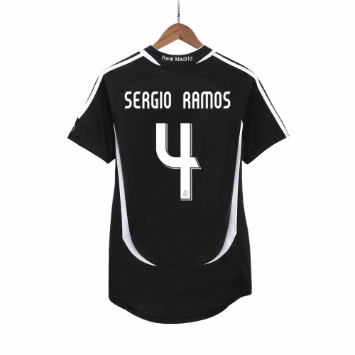 Real Madrid SERGIO RAMOS #4 Away Soccer Jersey Retro 2006/07