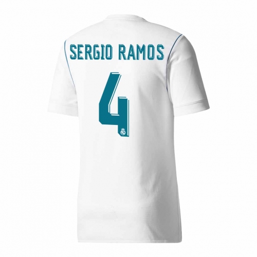 Real Madrid SERGIO RAMOS #4 Home Soccer Jersey Retro 2017/18