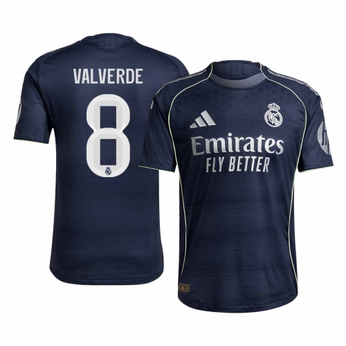 Real Madrid VALVERDE #8 Away Soccer Jersey Authentic 2025/26