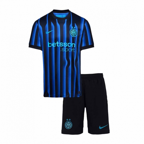 Inter Milan Home Soccer Jersey Kit 2025/26 Kids(Jersey+Shorts)