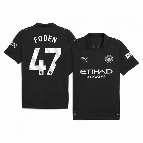 FODEN #47 Manchester City Away Soccer Jersey 2025/26 Black