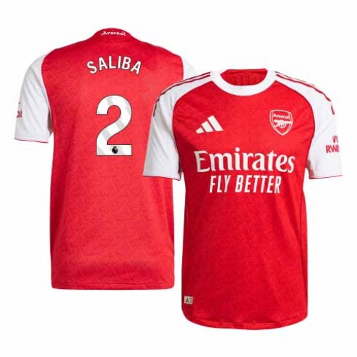 SALIBA #2 Authentic Arsenal Home Soccer Jersey 2025/26 Red